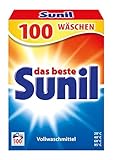 Sunil aktiv Pulver - Vollwaschmittel - für 100 Wäschen - Flecklösekraft,...