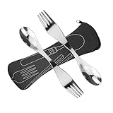 Göffel Edelstahl Gabel und Löffel Campingbesteck Leichtes Besteck...