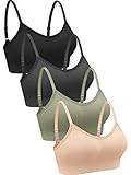 4 Stück V Kabellos Sport BH (Groß, Schwarz, Grün, Dunkelgrau, Rosa)