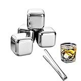Eiswürfel Edelstahl, Whisky Eiswuerfel Steine, Whisky Kühlstein, 4PCS mit...