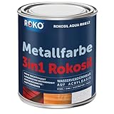 Metallfarbe ROKOSIL - 0,7 Kg in Weiss - Seidenmatt - 3in1 Metallschutzlack...