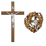 CRAFFANCY Kreuz-Set mit Kruzifix, Halskette aus Holz mit Kreuz Zum...