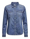 ONLY Damen Jeans-Bluse Jeanshemd ONLAlexa Damenbluse in Denim-Optik...