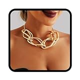 Handcess Chunky Choker Halskette Gold Punk Halsketten Cuba Link Dicke...