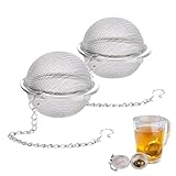 2 Stück Teesieb 4,5 cm Teeei mit Kette 304 Edelstahl Teefilter für losen...