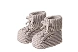 Baby-Strickschuhe mit Schleife, Beige, Babyschuhe Unisex Bio-Baumwolle...