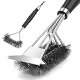 Grillbürste mit Schaber (2 Stück), Grillbürste für Grill im Freien...