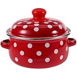 ARTSEWPLY Emaille Schmortopf 1L mit Deckel Gleichmäßige Wärmeverteilung...