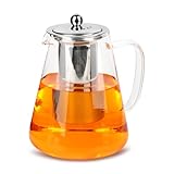 Glas Teekanne 1,3 Liter, MXTIMWAN hitzebeständige Teebereiter, klarer...