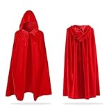 UILYNIU Rot Vampir Umhang mit Kapuze Vampir Umhang Lange SAMT Cape Vampir...