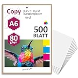 500 Blatt blanko 80 g/m² Papier in weiß I Kopierpapier I DIN A6 I dv1310