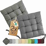 etérea 2er Set Sitzkissen Outdoor 40x40 mit Bändern - Stuhlkissen...