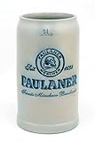 Bavariashop Steinkrug Paulaner salzglasiert - 1,0 Liter - salzglasierter...