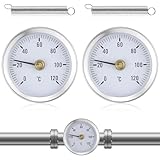 Anlegethermometer Heizungsrohr 2 Stück Mit Aufsteckfeder 63 mm Heißes...