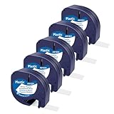 CNMTCCO 5x Etikettenband kompatible für Dymo Letratag 12mm x 4m,...