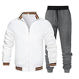 NKPUYT Herren Sweatjacke Set 2 Teiler Pullover Einfarbig Trainingsanzug...