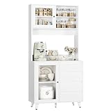 FOREHILL Küchenschrank, Buffetschrank, Vitrinenschrank mit Arbeitsplatte,...