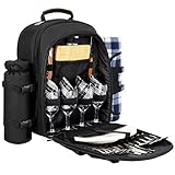 Sunflora Picknickrucksack für 4 Personen mit Decke Picknickkorb-Set für 2...