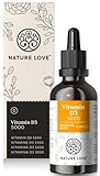 NATURE LOVE® Vitamin D3 5000 (50ml flüssig) - Laborgeprüfte 5000 I.E....