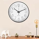 Diompirux 20cm Weiß Hohe Genauigkeit Wanduhr, Einfach zu Lesen, Wanduhr...