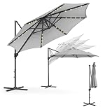 SONGMICS Sonnenschirm, Ampelschirm, 300 cm, 28 Solar-LED-Leuchten, UPF 50+,...