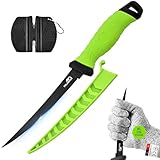 TELANKS Filetiermesser Fisch Scharfe 7' Edelstahlklinge, Angelmesser von...