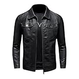 ZFBAOJT Herren Leder Jacken Motorrad Schwarz Biker Jacken Vintage...