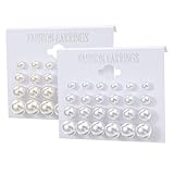 HekouJiub 24 Paar Perlen Ohrringe Damen Große Perlenohrringe Groß und...