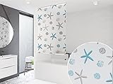 KS Basic DUSCHROLLO 140x240 cm DUSCHVORHANG Modell Oceanic Weiss BLAU...