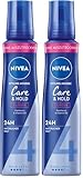 NIVEA Care & Hold Schaumfestiger, pflegender Haarschaum mit Hitzeschutz,...