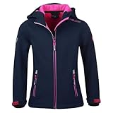 Trollkids Mädchen Softshell Jacke Trollfjord, Marineblau/Magenta, Größe...