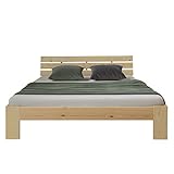Homestyle4u 1839, Holzbett 180x200 mit Lattenrost Holz Natur Doppelbett...
