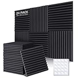 Ohuhu Akustikschaumstoff Akustikpaneele 24 Stück mit Aufkleber, 30 x 30 x...