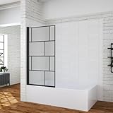 Duschwand für Badewanne ohne bohren zum kleben 80x140 cm einteilig schwarz...