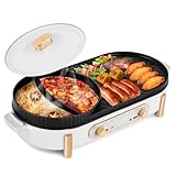 YJINGRUI Elektrischer Hot Pot 2200W Elektrogrill Hot Pot Grill 2 in 1...