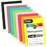 perfect ideaz - Moosgummi DIN-A4, 27 Blatt, 9 Farben, 29,7 x 21 cm (2 mm...