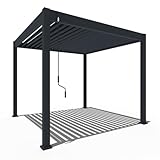 Pavillon Pergola 3x3m Terassenüberdachung freistehend mit Lamellendach...