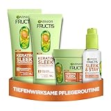Garnier Fructis Keratin Sleek Pflegeset mit Shampoo, Spülung, Maske und...