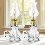 2 Stück Glas Petroleumlampe Öllampe Laterne, Öllampen Aus Glas,...