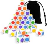 QUTHZZHY 30 PCS Farbwürfel mit Punkten, Bunte Würfel Set, Farbpunkte...