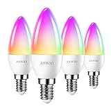 ANWIO Smart LED Lampe E14, RGB Alexa Dimmbar LED Leuchtmittel 5W Wlan...