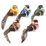 BETESSIN 5Pcs Vogel Deko Figuren Künstliche Vögel Deko mit Clip Bunt...