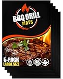 Große BBQ Grillmatte für Gasgrill, Elektro und Holzkohle (5er Pack) 40 x...
