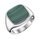 Giorgio Martello Milano Ring Ring Siegelring mit Malachit, Silber 925