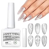 SAVILAND Cat Eye UV Gel Nagellack mit Magnet, 15ml 9D Cateye UV Gel Silver...