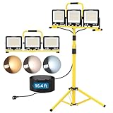 AUTOUTLET Baustrahler LED mit Stativ, 3x 100W 27000LM LED Strahler...