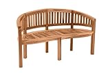 Dynamic24 Gartensitzbank in Bananenform 150cm Teak Sitzbank Parkbank Bank...