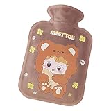 Wärmflasche mit Bezug, Plüsch-Wärmbeutel, 500 ml, Heizkissen mit großer...