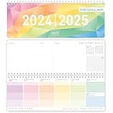 Häfft® Wochen-Tischkalender Schuljahr 2024/2025 [Rainbow] im Quer-Format,...