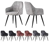 mcc direct Esszimmerstuhl im 2er Set aus Kunstvelourleder mit Metallbeinen...
